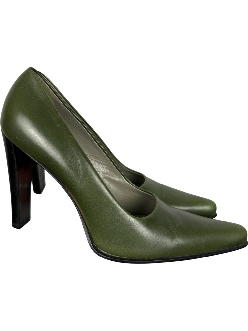 Prada Vintage Green Leather Classic Pointed Pumps - Picture 3 of 9